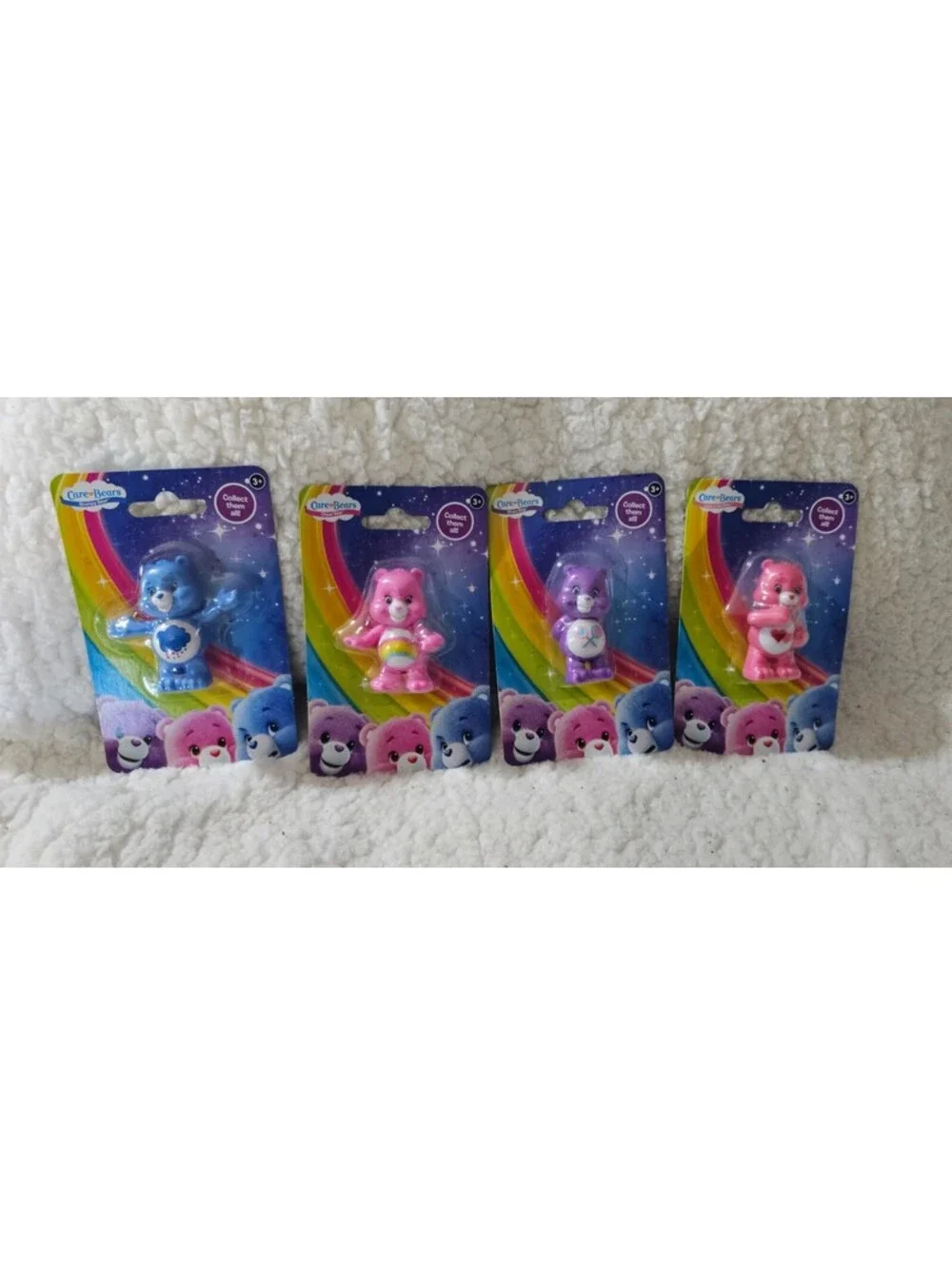(Set of 4) New Care Bears Mini Figures Plastic Cheer Share Grumpy Love A Lot Toy